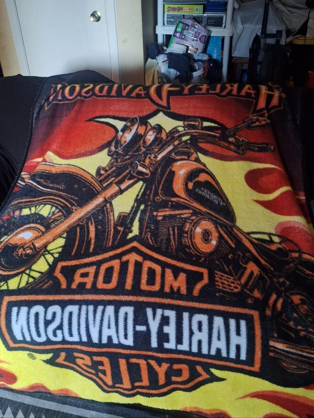 Harley Davidson Blanket in black and orange is a cozy and stylish addition.